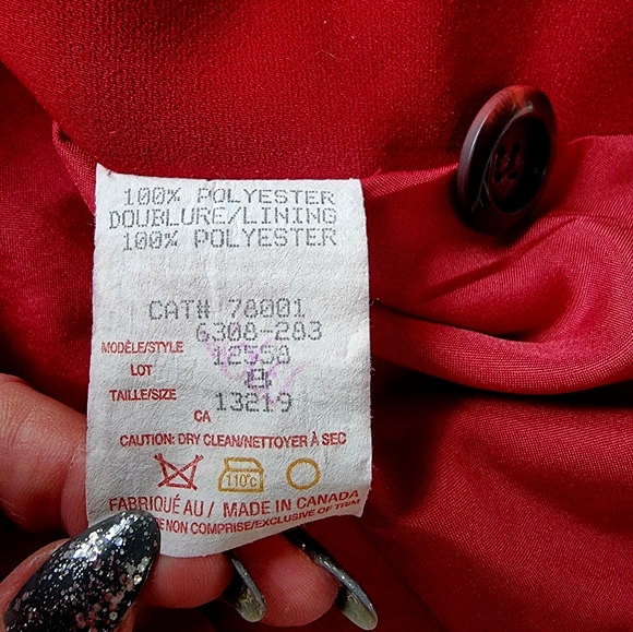 Vintage LA REDOUTE Long Candy Apple Red Lined Dress Coat - Picture 8 of 12